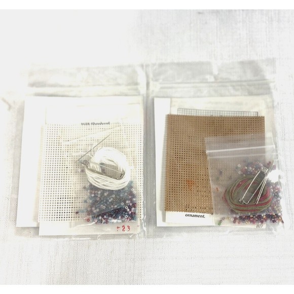 Vintage Mill Hill Holiday Ornament Counted Glass Bead Kit Lot Sled and Shepherd - Picture 2 of 4